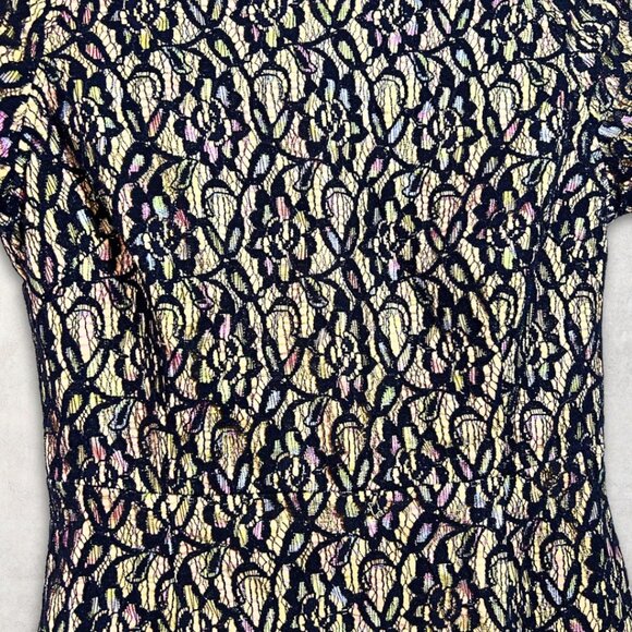 Louche Black Lace Dress Metallic Gold Threading Size 8 - Picture 4 of 4